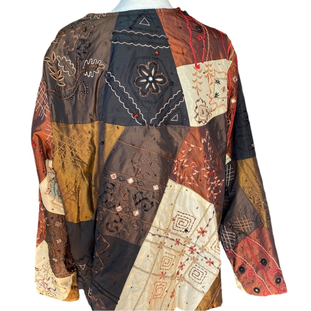 Laura Ashley Jacket Patchwork, Color Block Beads … - image 8